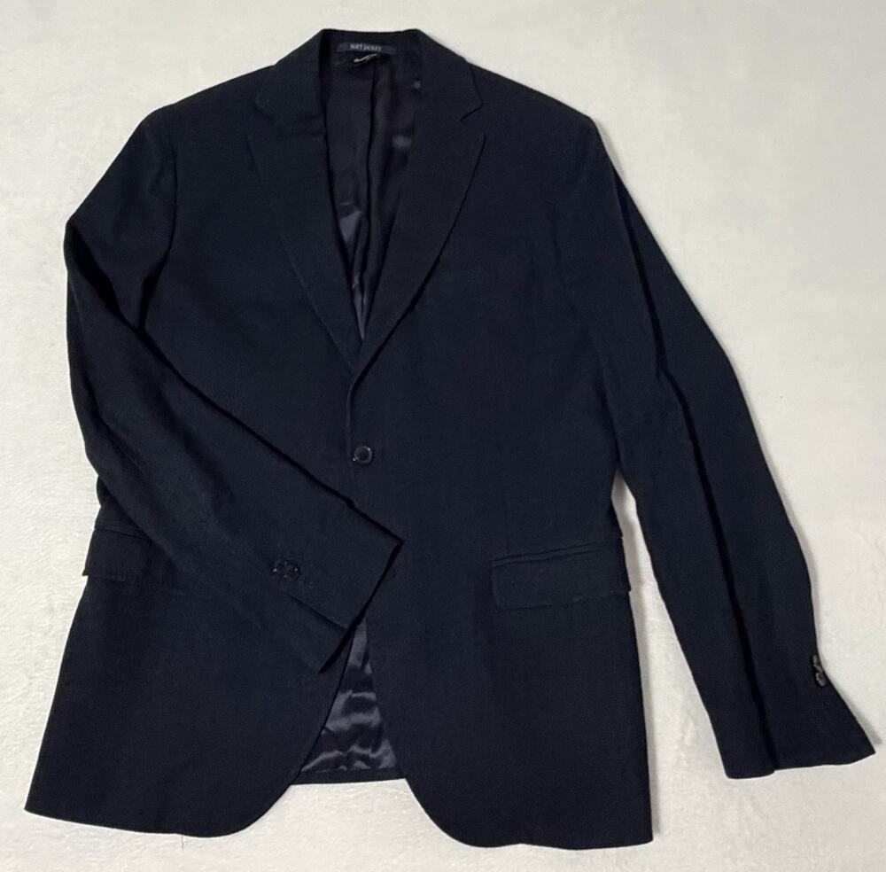 Massimo Dutti Blazer Mens 46R Blue Extrafine Cotton Jersey Sport Coat Jacket
